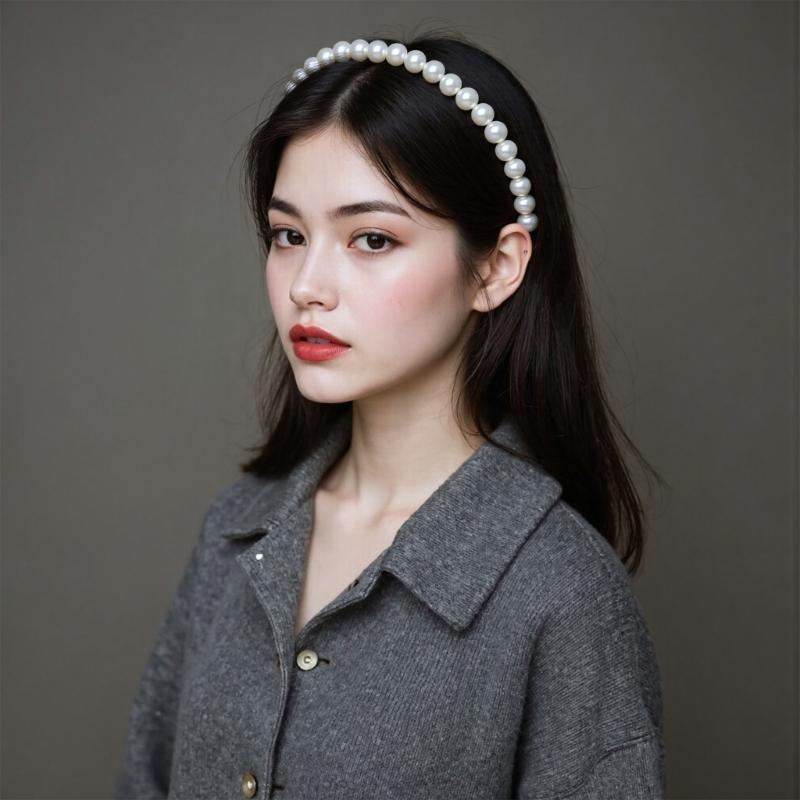 Korean Styles Acrylic Rhinestones Hairband With Faux Pearls Decoration Secure Grip Lightweight For Prom Event
