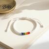 Minimalist Rope Bracelet Rainbow Beads for Men Women, Handmade Fashionable Stackable Jewelry Braided String Bracelet, Adjustable Woven Wristband