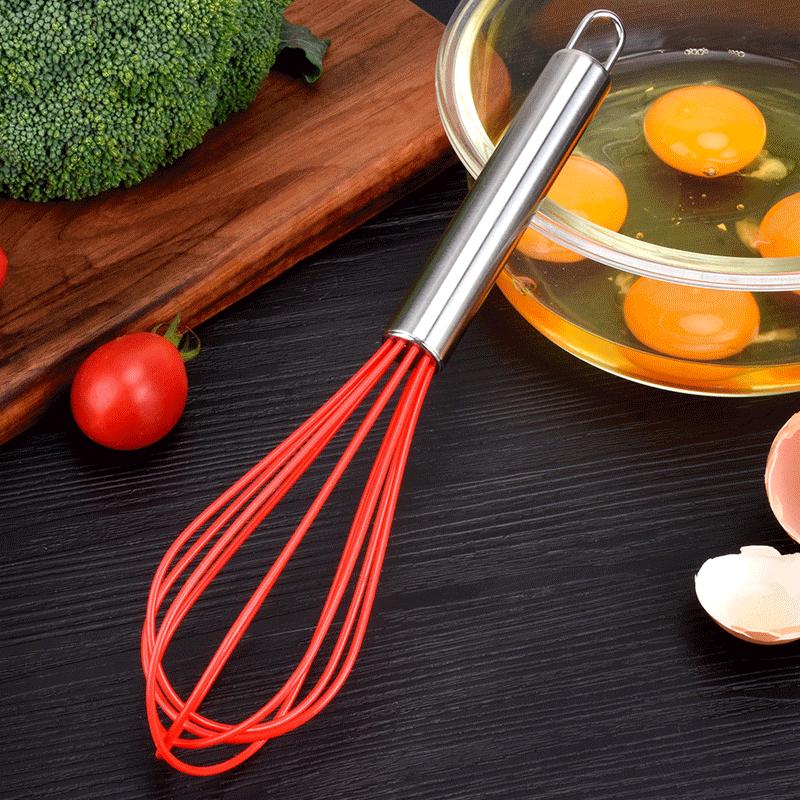 Stainless Steel Silicone Whisk - Handheld Cake Cream Beater Mixer Tool