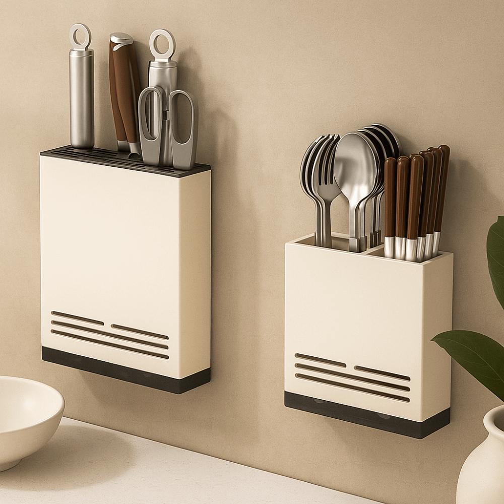 Carbon Steel Cutter Holder Wall Mounted Chopstick Storage Box  Tableware Organization