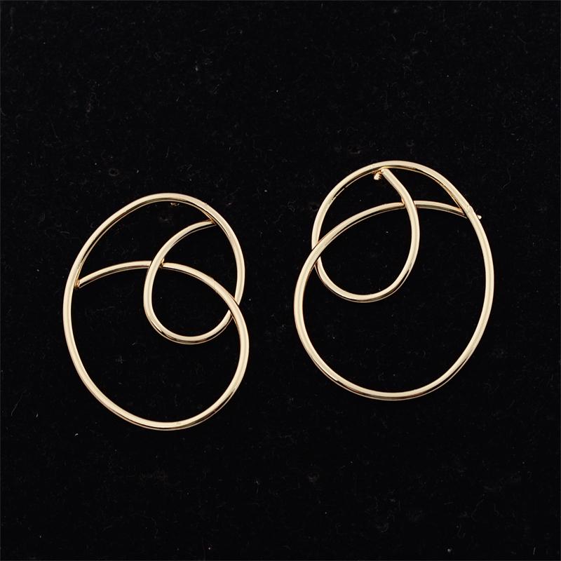 Geometryczne Kolczyki Sztyfty Abstrakcyjne Okrągłe Nieregularne Złote dla Kobiet Puste Akcesorium Biżuteryjne