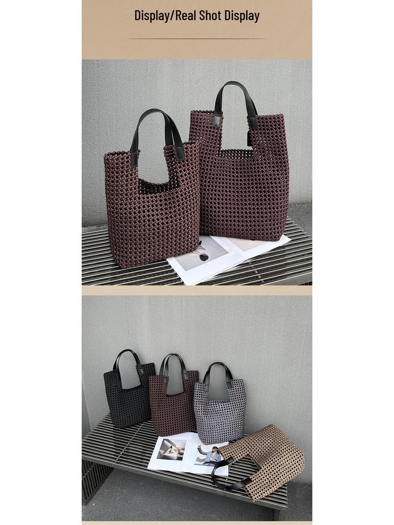 Luxury Silk Satin Tote with Windmill Knot Design - Handwoven, Hollow Niche, Large Capacity, Mother-Child Bag Available