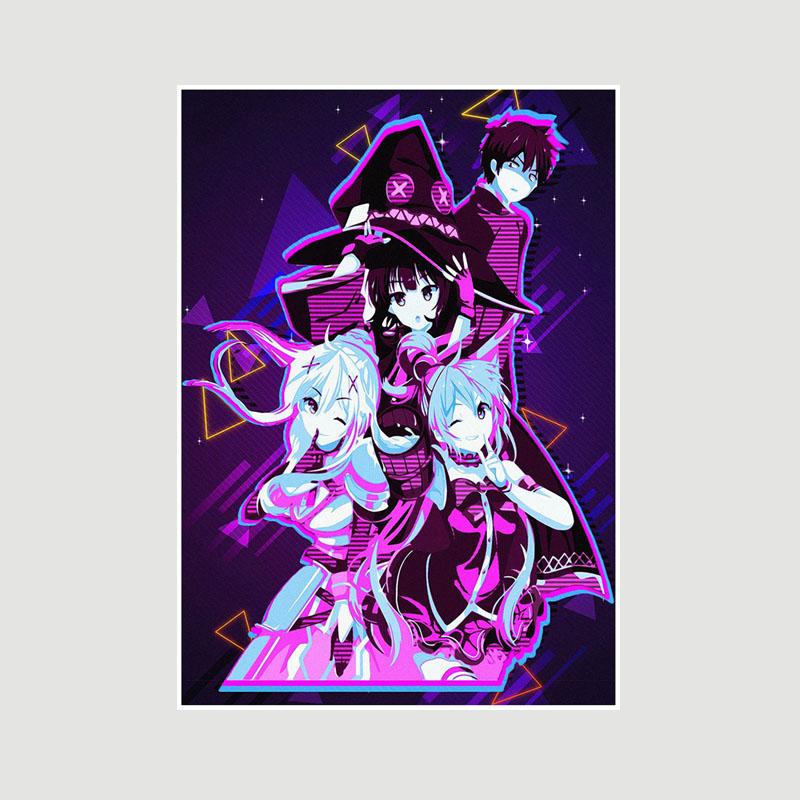 Vintage anime KonoSuba Megumin bílý papír plakáty a tisky ložnice bar kavárna dekorace nástěnná malba retro nástěnné umění malba domácí dekorace