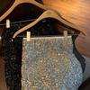Women's High-Waisted Silver Sequin Midi Skirt, Autumn, Hip-Hugging, Slimming Design with Slit