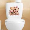 Valentine‘s Day Cute Couple Bears Toilet Stickers Waterproof and Self-Adhesive Cartoon Decor for Bathroom Home Decor