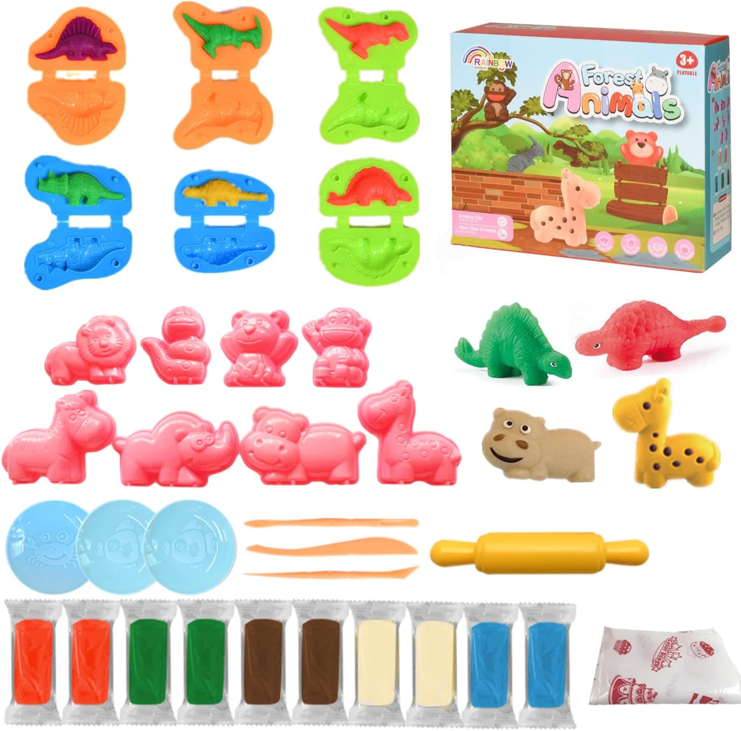 Modelling Clay for Kids, Air Dry Clay 32 Pieces Playdough Set with Polymer Clay Plasticine Moulds, Arts and Crafts