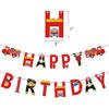 Fire Truck Happy Birthday Banner For Kids and Adult Firefighter Fire Engine Rescue Birthday Party Sign, Fire Truck Party Supplies For Boys and Girls