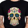 Sugar Skull T-Shirt Day of the Dead Cross Floral Flower Gothic Skull Gift Tee