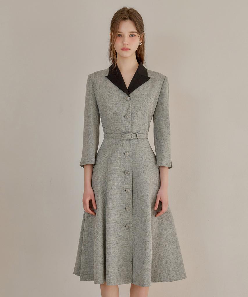 Julie And Kara 26Ss Calla139 Shebigins Joe Tweed Dress Heather Black