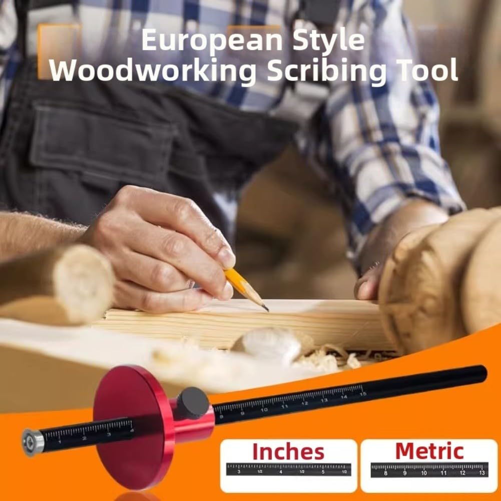 Aluminum Alloy Marking Gauge Metric Inch Woodworking Scriber Blade Type Wood Dowel Layout Marking Tool