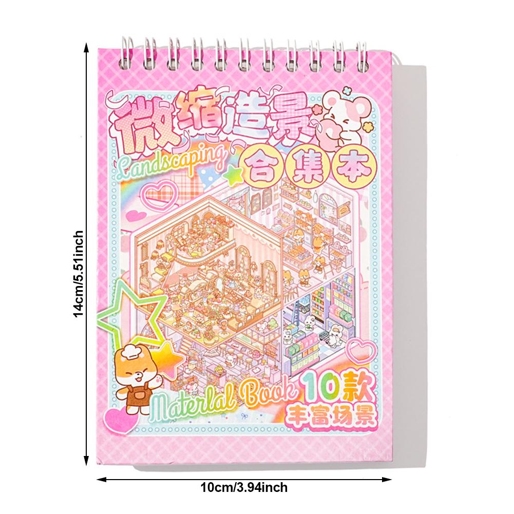 20 stk 20 i 1 tegneserie landskap klistremerkebok DIY 3D lommehytte scene klistremerker Gave til barn