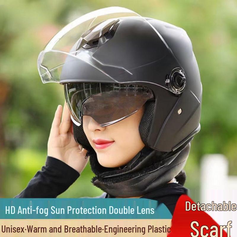 Casco Certificado para Vehículos Eléctricos con Doble Visera para Todas las Estaciones, Calidez Invernal, Adecuado para Hombres y Mujeres