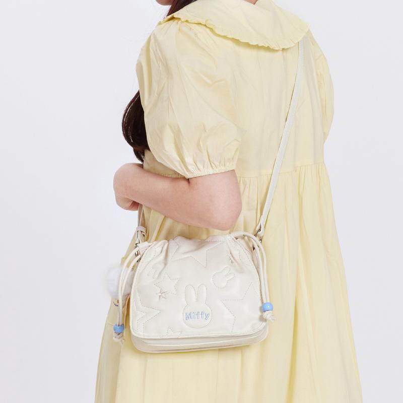 New Miffy Synthetic Leather Shoulder Bag, Bucket Bag, Chain Bag, Crossbody Bag Regular Women's White/Pink MF2444-01