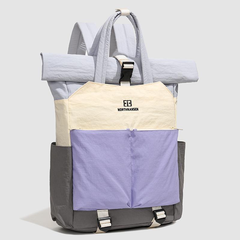 Zaino Elegante in Nylon con Chiusura Arrotolabile e Scomparti Multipli – Borsa da Viaggio Leggera e Resistente per Donne e Uomini