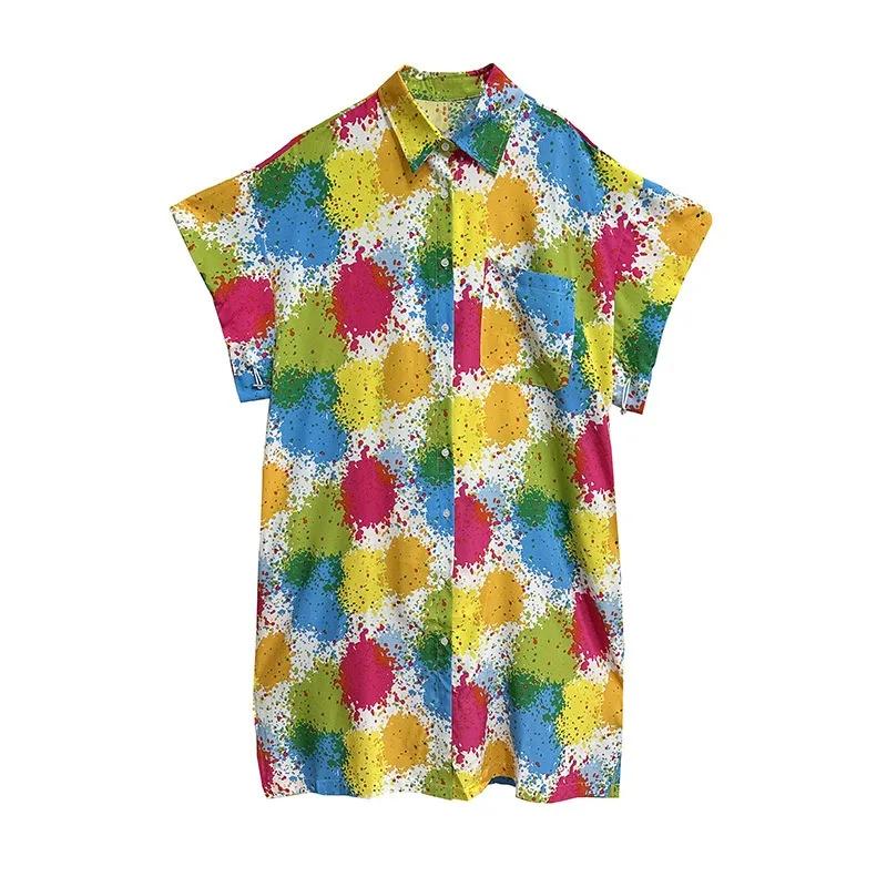 

Xitao Однобортное платье с отложным воротником и принтом ZY8830 One Size белый