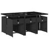 Vidaxl 7-Cz. Garden Furniture Set With Cushions, Black, Poly Rattan