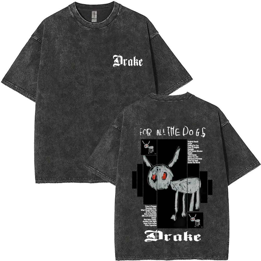 T-shirt Graphique Vintage Lavé Drake Album Cover Rapper Hommes Femmes Hip Hop Mode Pop Musique T-shirts Homme Oversize Streetwear