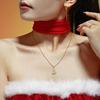 Oumeka Zircon Christmas Tree Clavicle Necklace, Stainless Steel with Real Gold PVD Plating - Romantic Gift for Girlfriend