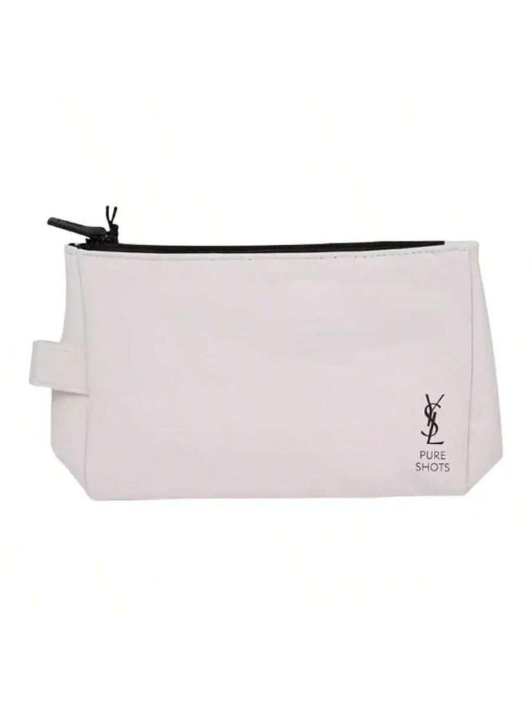 YSL - Women's Makeup Bag Storage Bag, White Leather, Large Capacity, Convenient To Carry, Suitable For Daily Use.A Gift For Friends