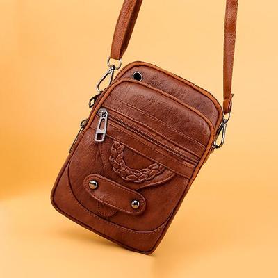 Vintage Crossbody Telefon Çanta PU Deri Omuz Çantası Kadın Mini Çanta