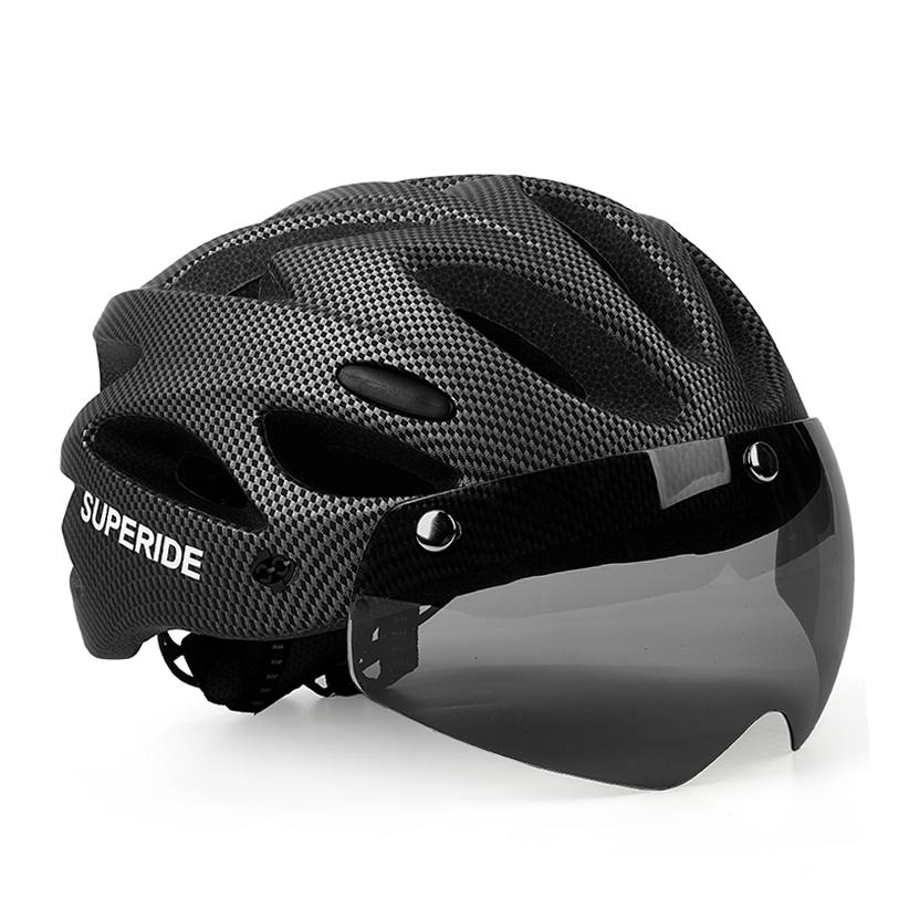 Casco de Bicicleta de Carretera Recargable Superide para Hombres y Mujeres Casco de Ciclismo con Visera y Luz Trasera Casco Deportivo para Bicicleta de Montaña MTB con Gafas