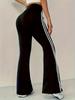 Women's Versatile Side Stripe Sport Flared Pants - Spring/Autumn Loose Wide-Leg Casual Trousers