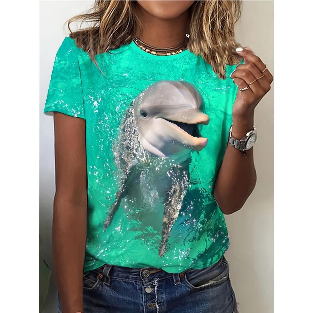 2026 Sommer Rundhals Damen T-Shirt Mode 3D Hawaiianischer Papagei Vogel Druck Kurzarm Cartoon Lässig