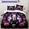 3pcs Wednesday Addams Pattern Bedding Set Duvet Cover Set Includes Duvet Cover &pillowcases, Perfect All Season Bedroom Decoration & Gift
