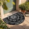 1Pcs Geometric Floral Semi Circle Welcome Doormat Non-Slip for Outdoor Patio Porch Kitchen Bathroom Entryway Floor Mat