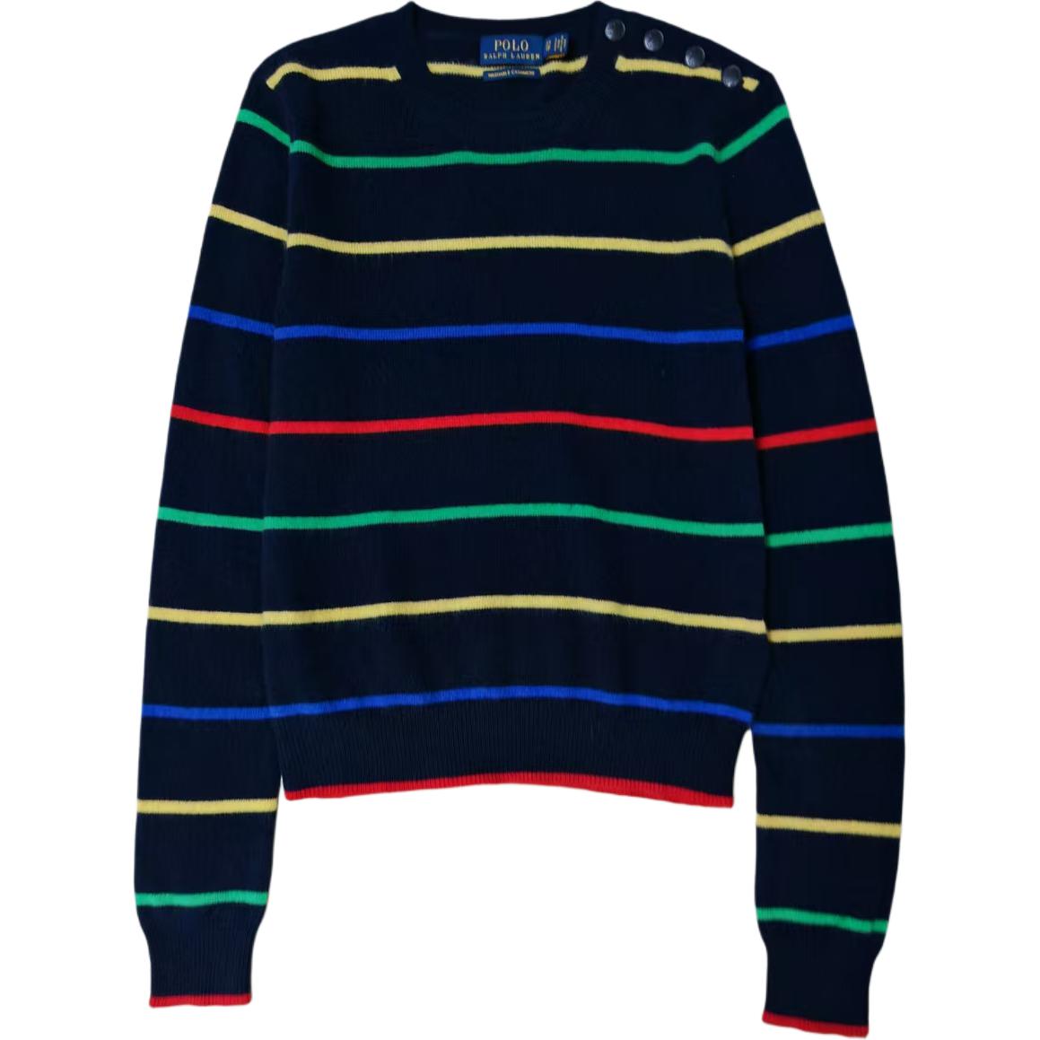 Polo Ralph Lauren Полосатый пуловер с круглым вырезом Кашемировый свитер Женский свитер 211780446-002 XS