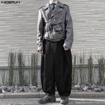 Men Casual Elastic Waist Plain Long Pants Trousers