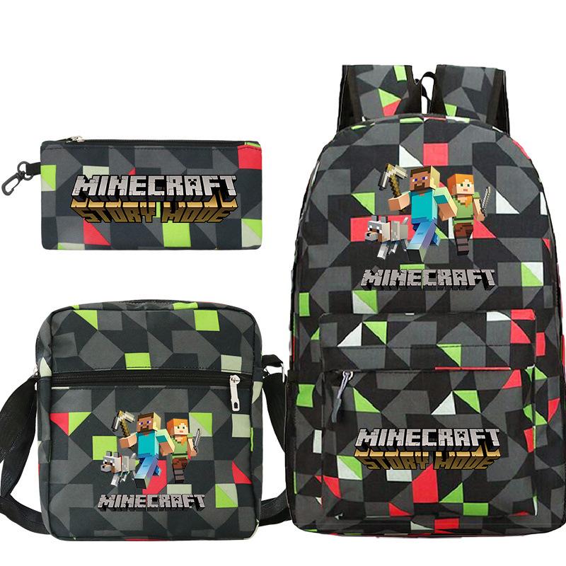 Game Merchandise Print Fashion Children'S Backpack Student Schoolbag Stationery Bag Messenger Bag Three-Piece Set