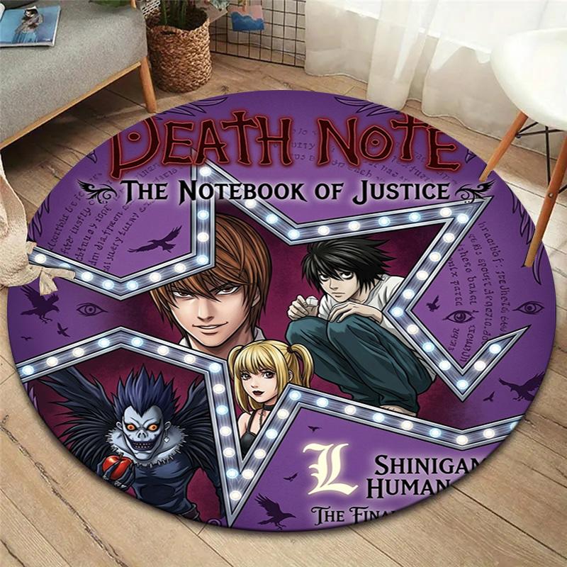 Death Note Round Area Rug Carpet Rug For Living Room Bedroom Sofa Playroom Decor Nonslip Floor Mat