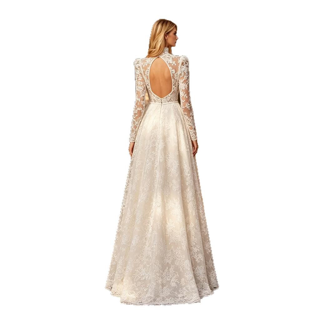 Abito da Sposa in Pizzo Francese 1011 Nuovo Sposa Atmosferico Semplice Premium Manica Lunga Estiva Piccolo Strascico Vestito Vestito