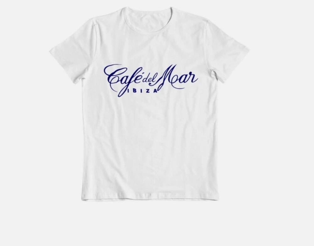 Café Del Mar Ibiza Klasické pánské tričko Logo Bílé tričko San Antonio Hudební top