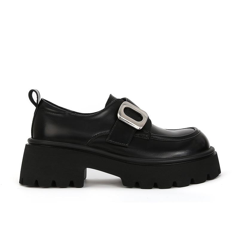 Sheepskin version~ Leather platform muffin college style one-pedal loafers women's British style retro small leather shoes single shoes