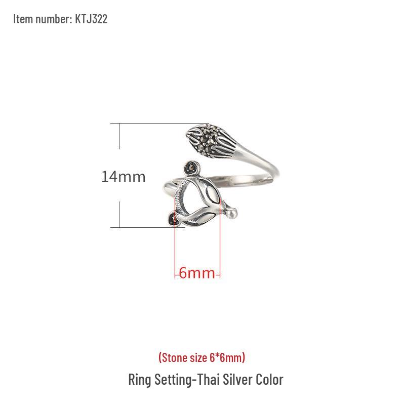 

925 Sterling Silver Retro Fox Ring with Amber Jadeite Inlay