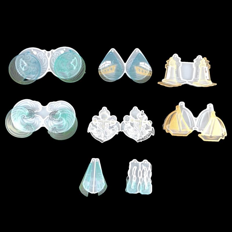 8Pcs Multiple Styles Earrings Silicone Mold Suitable for Epoxy Resin Diy Crafts Ornament Pendant Keychain Jewelry Making