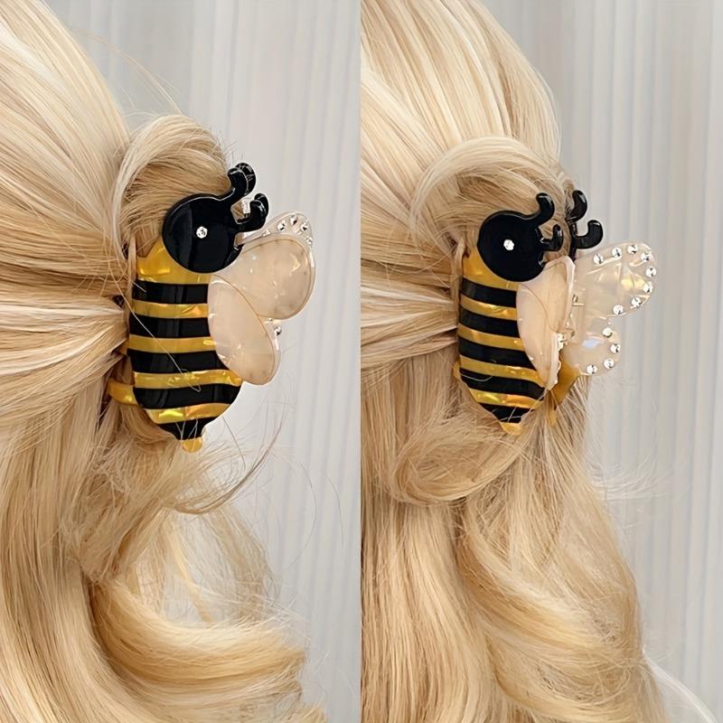 [Adorable Bee Hair Claw] New High-Quality Hair Claw, Creative Cute Half-Updo Hairpin, Bun Clip, Adorable Bee Hair Claw Accessory