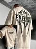 Freedom Letter Print Graphic Trendy Streetwear Shortsleeve Tshirt For Young Unisex Unisexs Unisex Loose Fit Minimalist Fashionable