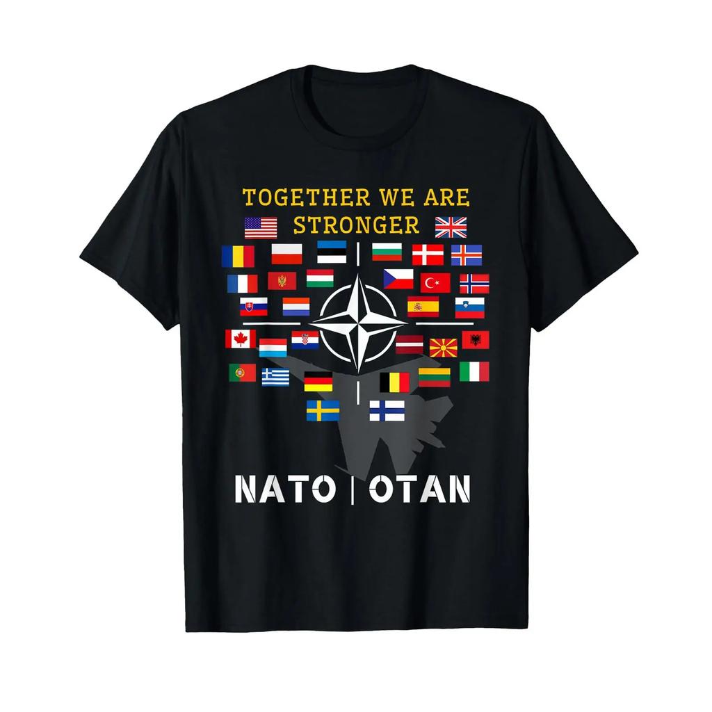 NATO OTAN with Finland and Sweden Together we are Stronger T Shirt vintage Washed Breathable Unisex homme Stretched
