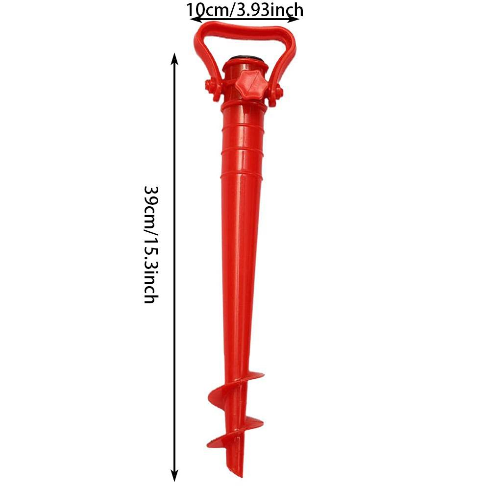 1pc Beach Umbrella Anchor Spiral Screws Red Outdoor Garden Sun Umbrella Stand Apply To Beach Grass And Terraces