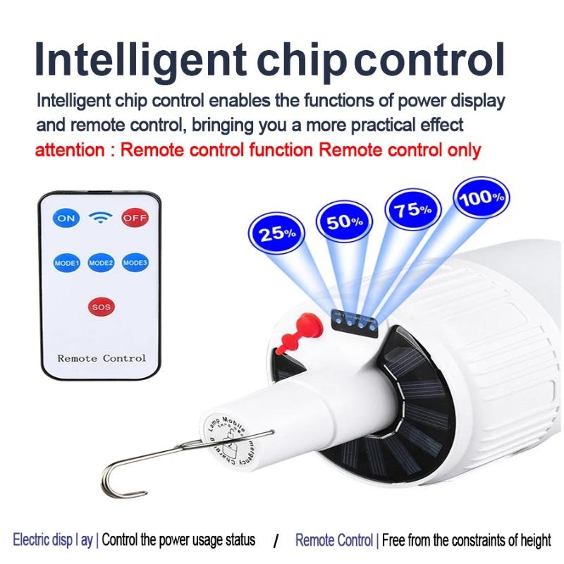 Solar Light Bulb Camping Solar LED Light USB Rechargeable 5Lighting Modes Tent Hanging Bulb for Outdoor Hiking Emergency Outage