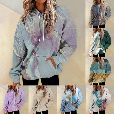 Mujer Moda Diaria Versátil Casual Sudaderas con Cuello Redondo Gráfico Diario Manga Larga Degradado Estampado con combinación de varias telas Top Sudaderas