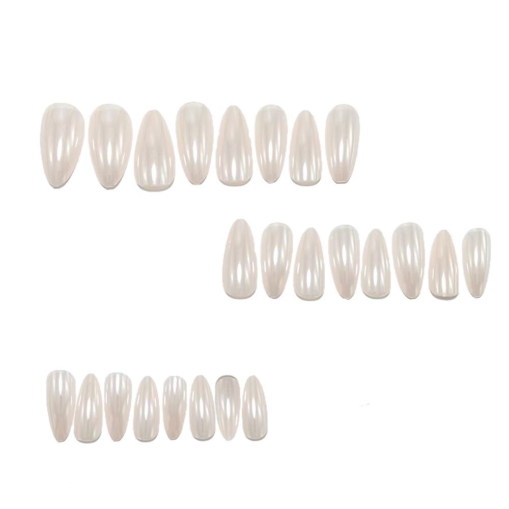 Fashionable Ins Style Electroplated White Moonlight Manicure, Pure Girly Style Pearl White Temperament Wearable Nails