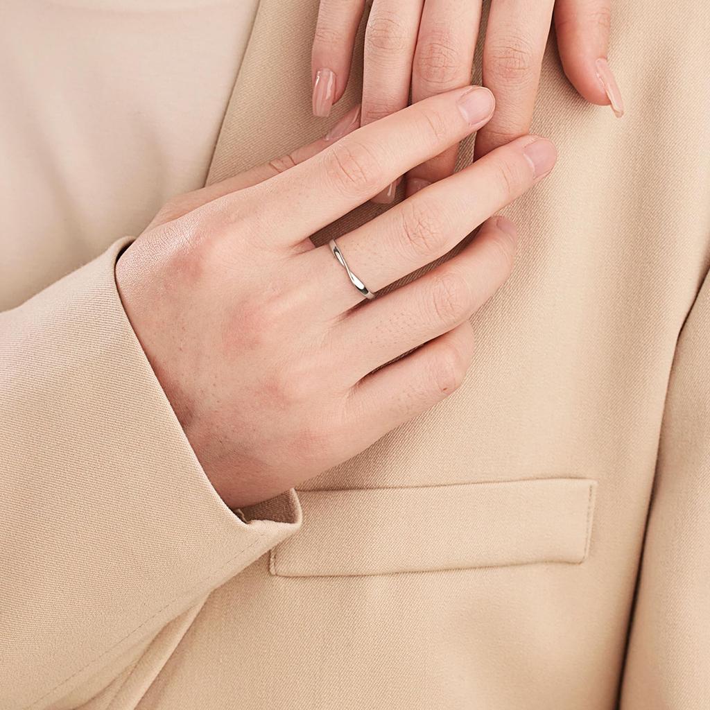 FANCIME Platinum Ring for Size Engagement Wedding Moebius Eternal Perfect for and Gift Wrapping Men, 15, Pt950, Ring, Band, Pattern, Sparkle,