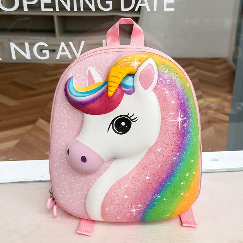 Cartoon Unicorn Eva Kids School Backpack With Glitter Hard Shell For Preschoolers