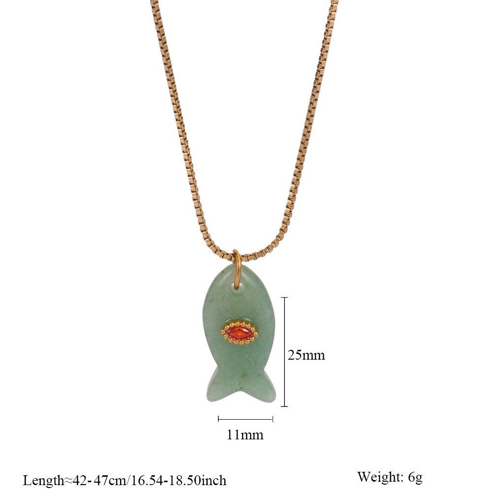  Waterproof Stainless Steel Stone Fish Clavicle Pendant Necklace for Women New Arrivals Trend Jewelry Gift 2025