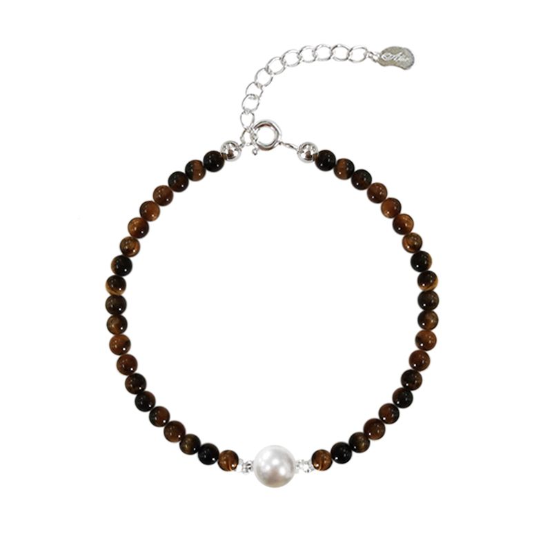 

AMO Caramel Latte Tigereye Broken Silver Bracelet Women s Sterling Silver Niche Normcore Bag Maillard Ornament 2025 New C large pearl Tiger Eye