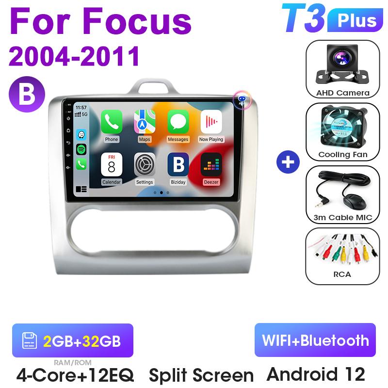 2 Din Android 12 Car Radio For Ford Focus 2 3 Mk2/Mk3 2004-2011 Multimedia Video Player GPS 4G Carplay Auto Stereo RDS Head Unit